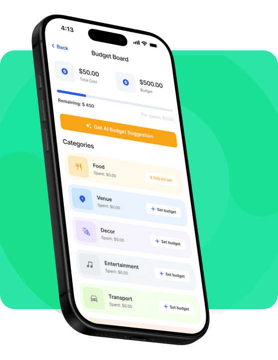 Eventfull budget board — track every dollar together